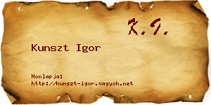 Kunszt Igor névjegykártya